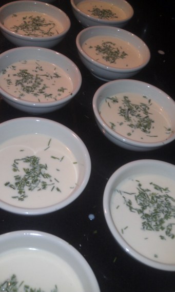 The chopped chives are more than a garnish, and add just the right amount of contrasting flavor to the subtle soup.