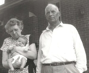 Grandmama, Grandaddy and me, 1950, in front of their house at 4425 Montevallo Road. The house was razed about 30 years ago to make way for a strip mall. After Uncle Bubba's funeral, we ate in a Chinese restaurant in the exact same spot where my grandmother's kitchen used to be.