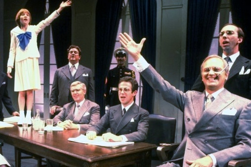 Randall Robbins as FDR and Theda Stemler as Annie in a scene from the 2nd National Tour of "Annie.".